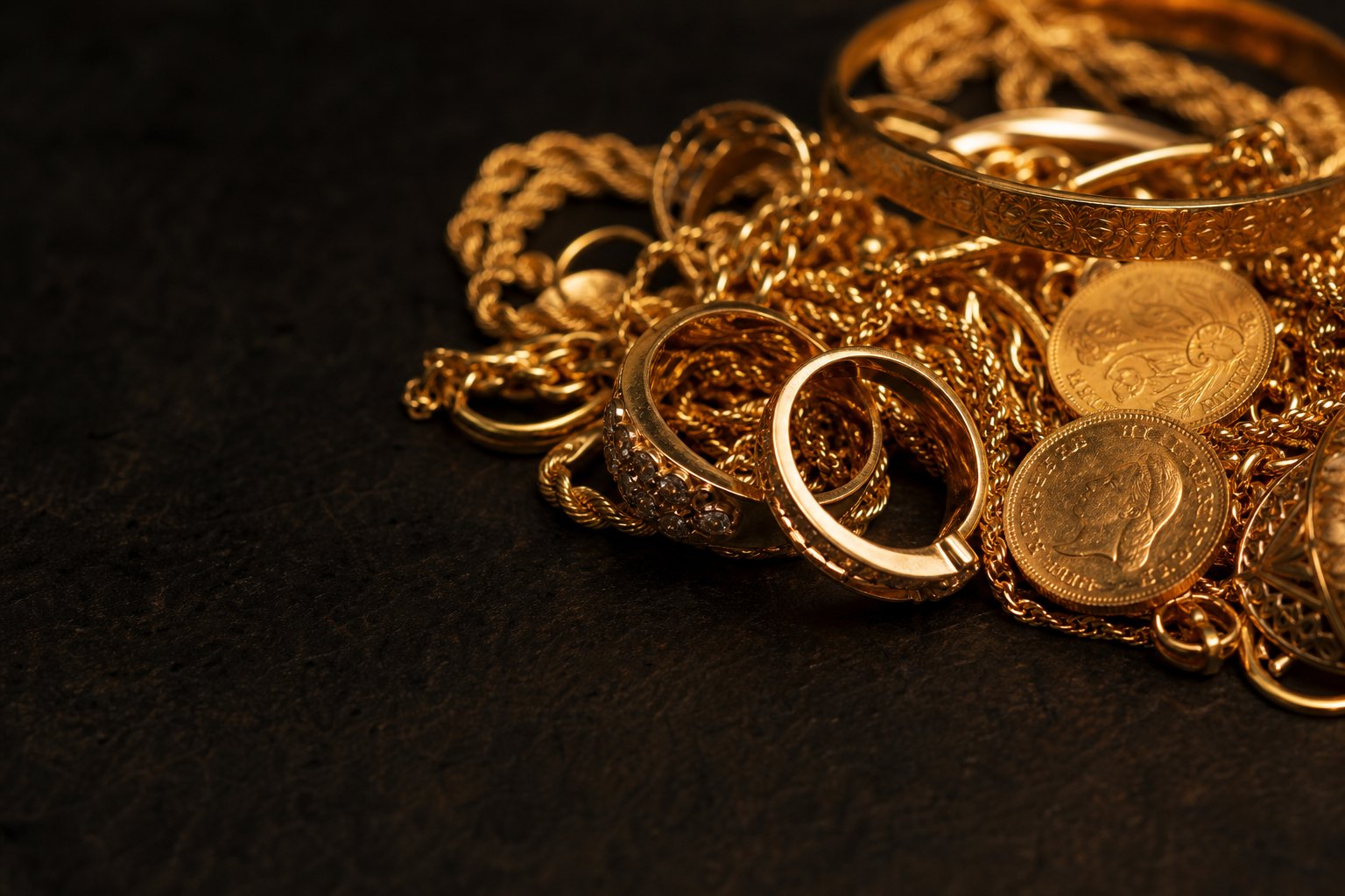 Goldmünzen und Goldschmuck